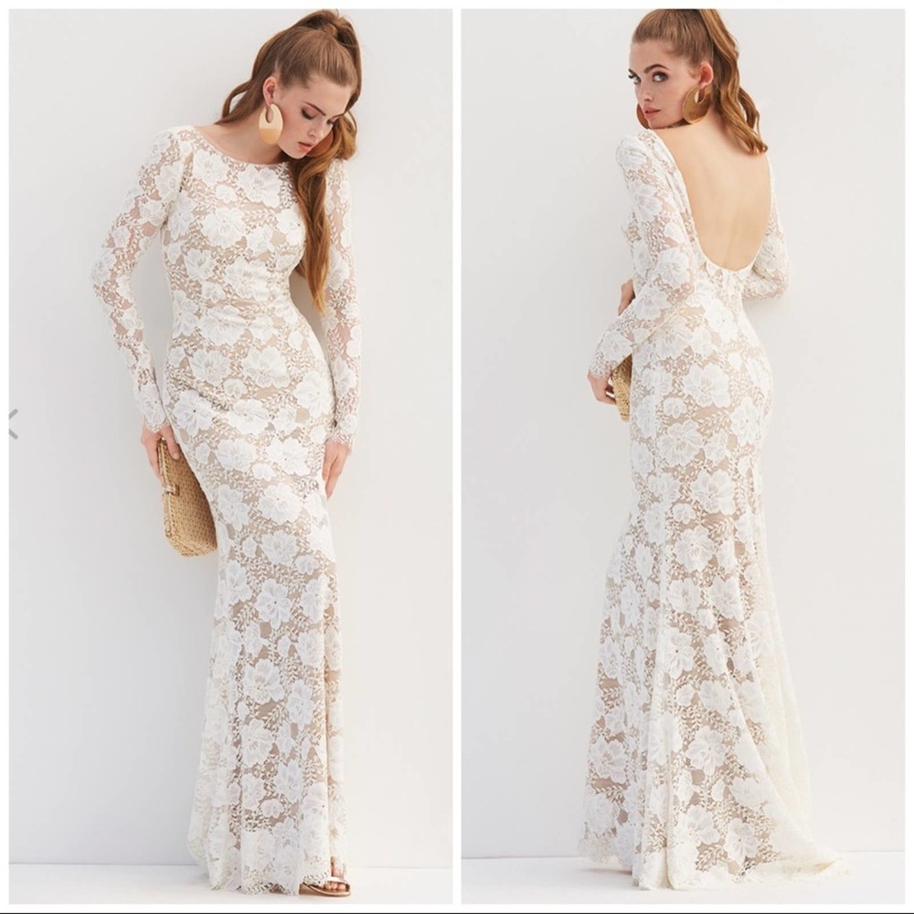 BY WATTERS. Shepard wedding lace long sleeve dress Size 14